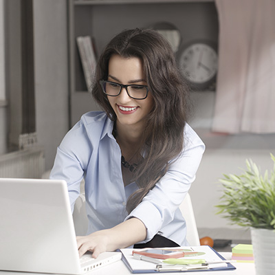 Woman working on a laptop