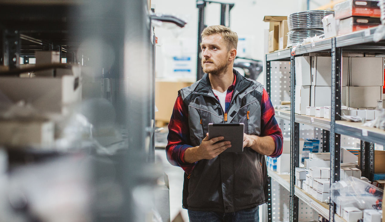 Man working in storeroom